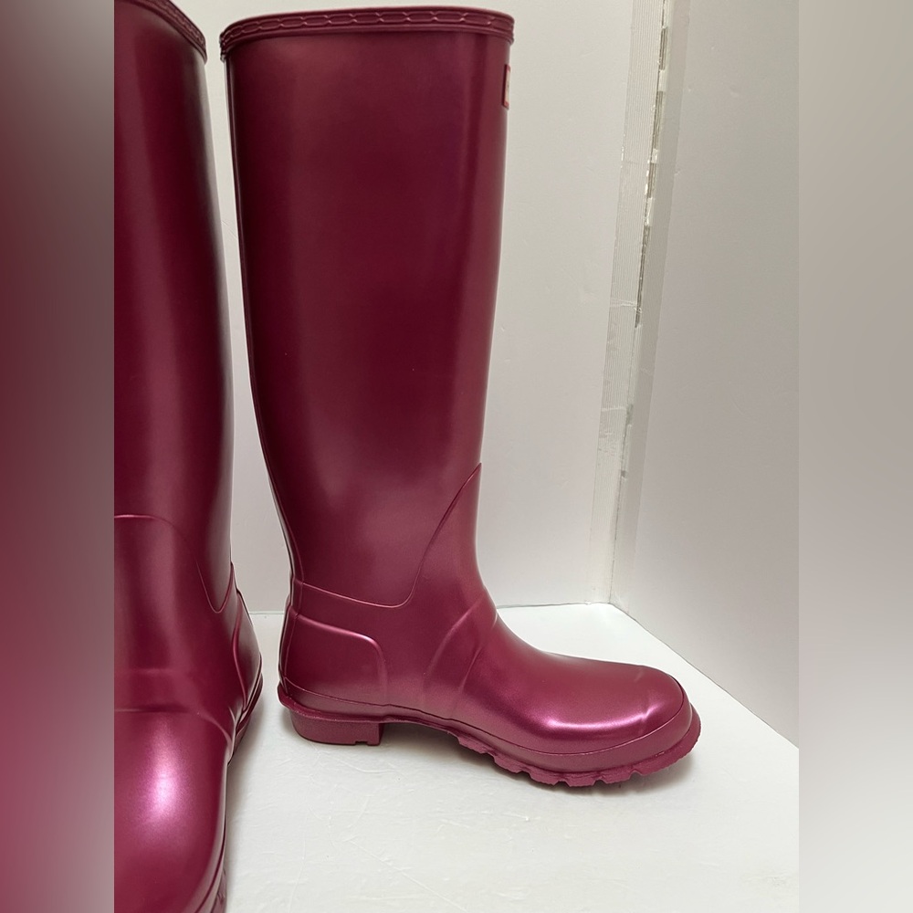 Hunter Womens Nebula Tall Wellington Boots - Hayes Burgundy Size 10 - Picture 6 of 13